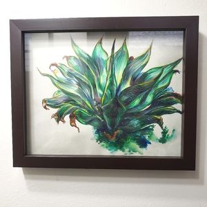 Foliage framed watercolor original artwork